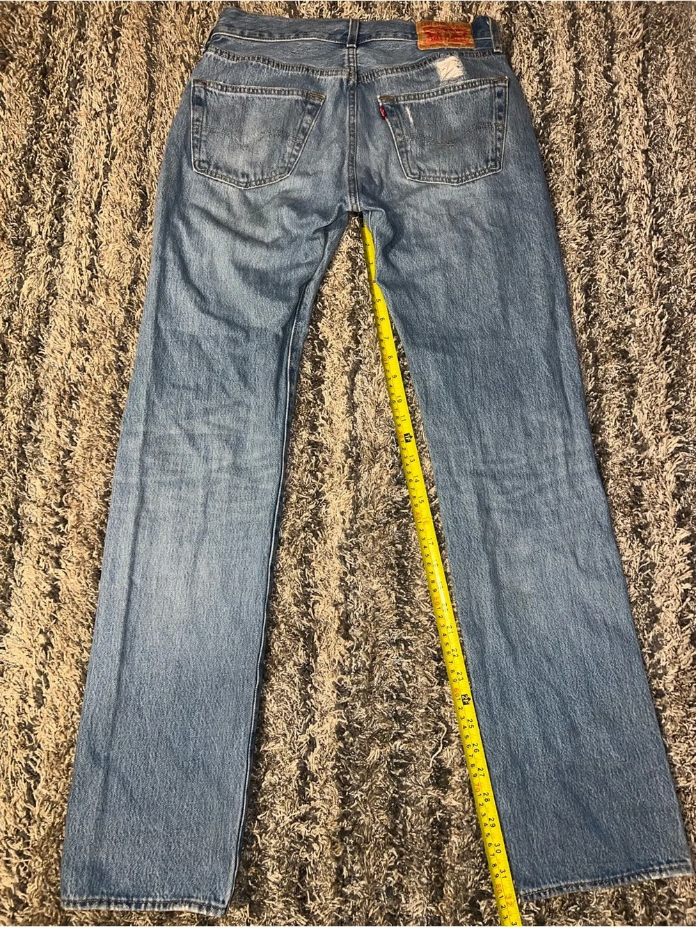 Levi's Light Blue Men's Straight Jeans with Distressed Details